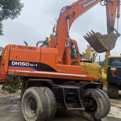 Doosan 150w-7 tweedehands excavator met wielen Hydraulische gebruikte excavatorapparatuur